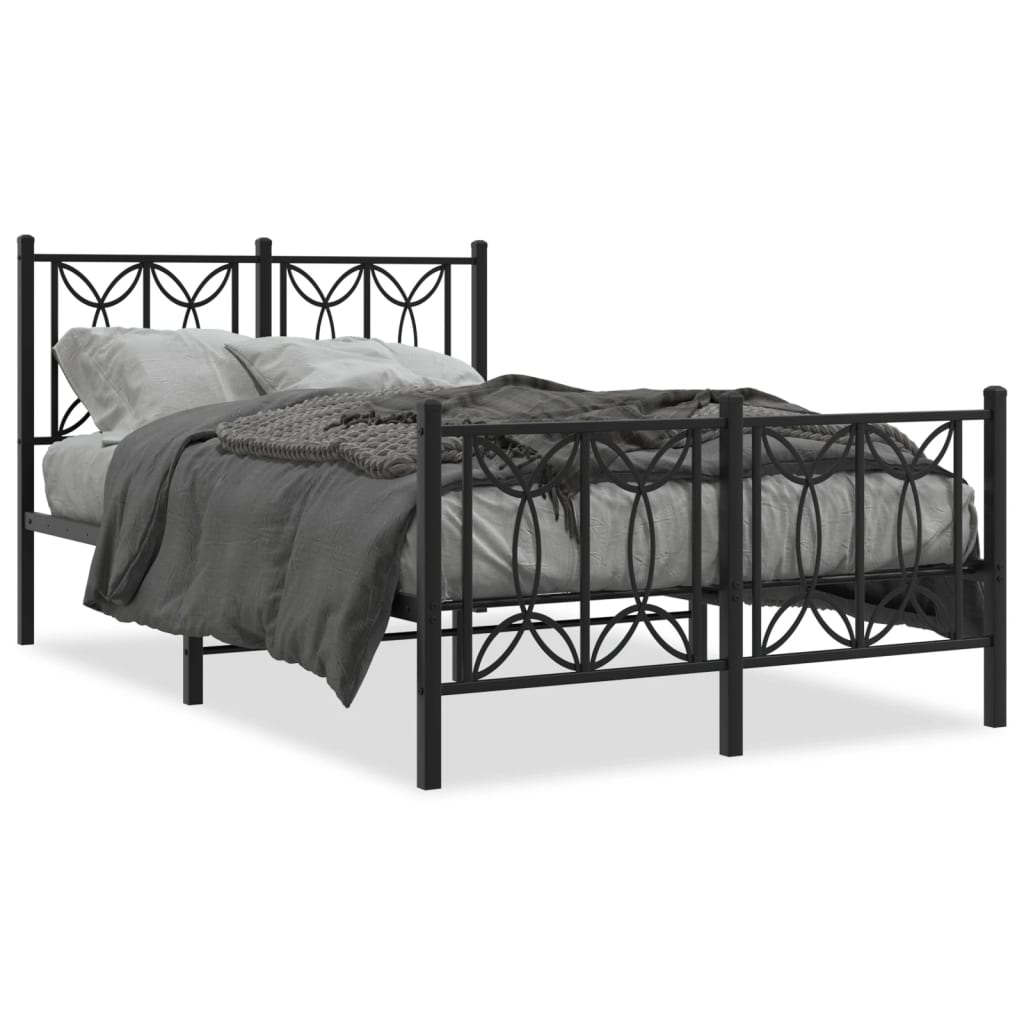 Bedframe met hoofd- en voeteneinde metaal zwart 120x190 cm