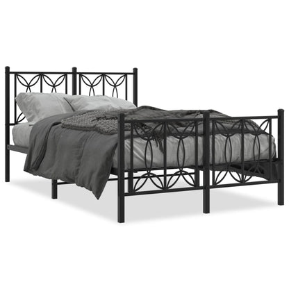Bedframe met hoofd- en voeteneinde metaal zwart 120x190 cm