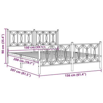 Bedframe Met Hoofd- En Voeteneinde Metaal 150 x 200 cm