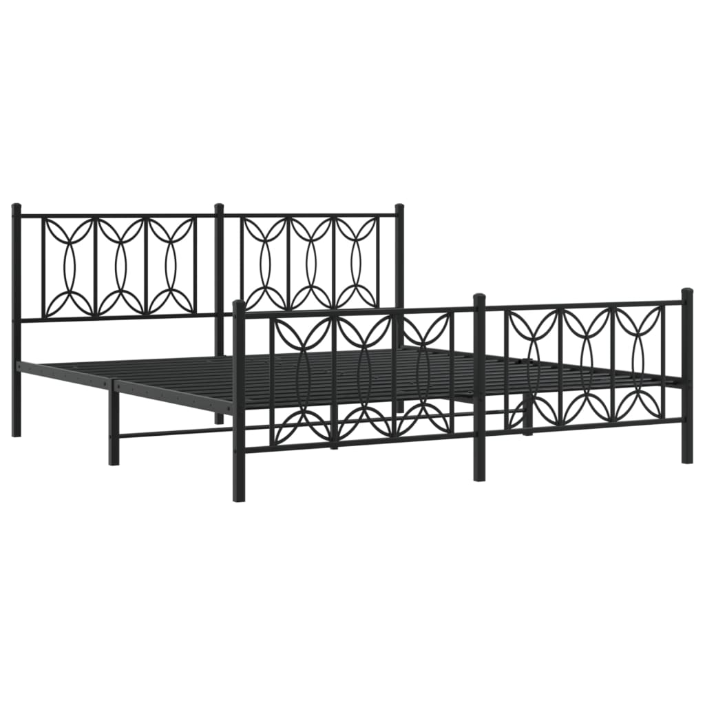 Bedframe met hoofd- en voeteneinde metaal zwart 183x213 cm