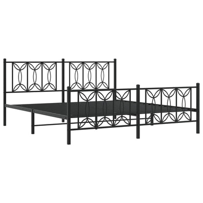 Bedframe met hoofd- en voeteneinde metaal zwart 183x213 cm