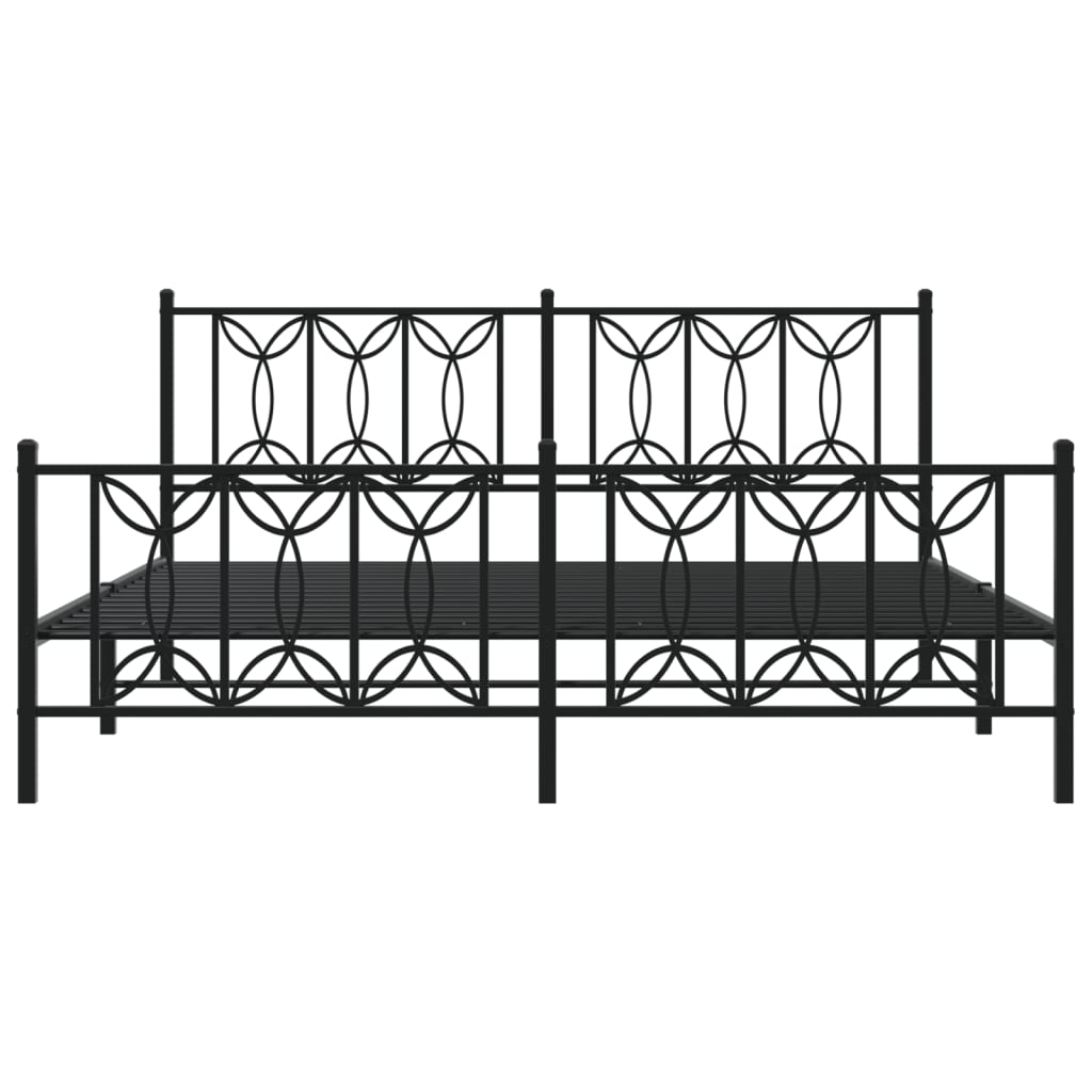 Bedframe met hoofd- en voeteneinde metaal zwart 183x213 cm