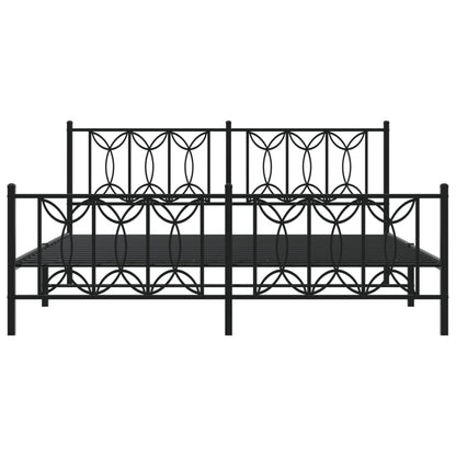 Bedframe met hoofd- en voeteneinde metaal zwart 183x213 cm