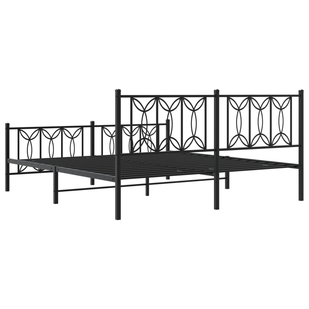 Bedframe met hoofd- en voeteneinde metaal zwart 183x213 cm