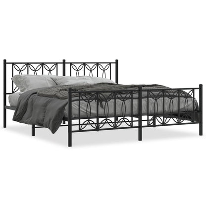 Bedframe met hoofd- en voeteneinde metaal zwart 183x213 cm