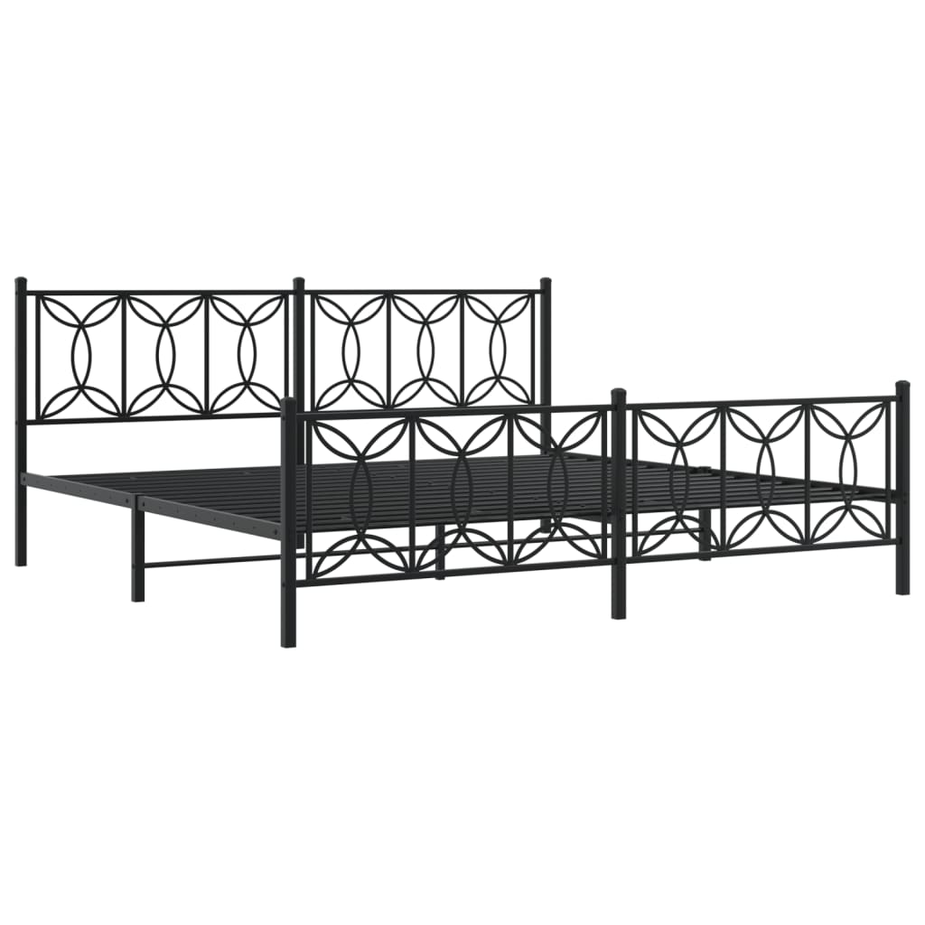 Bedframe met hoofd- en voeteneinde metaal zwart 193x203 cm