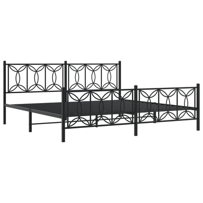 Bedframe met hoofd- en voeteneinde metaal zwart 193x203 cm