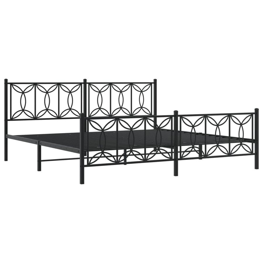 Bedframe met hoofd- en voeteneinde metaal zwart 193x203 cm