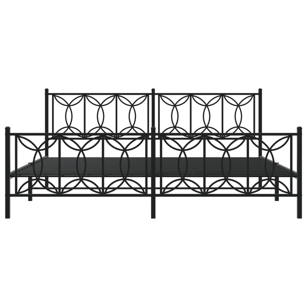 Bedframe met hoofd- en voeteneinde metaal zwart 193x203 cm