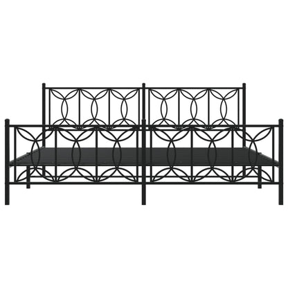 Bedframe met hoofd- en voeteneinde metaal zwart 193x203 cm