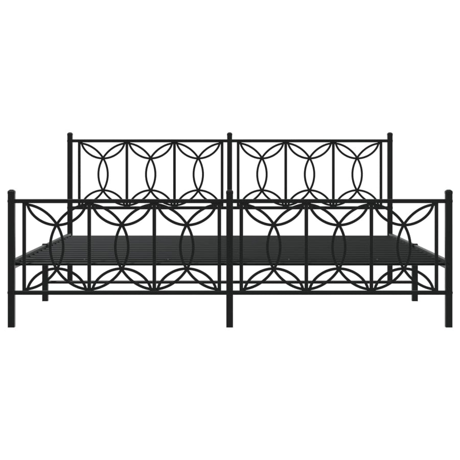 Bedframe met hoofd- en voeteneinde metaal zwart 193x203 cm