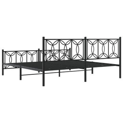 Bedframe met hoofd- en voeteneinde metaal zwart 193x203 cm
