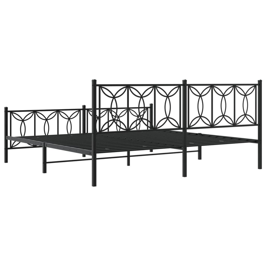 Bedframe met hoofd- en voeteneinde metaal zwart 193x203 cm