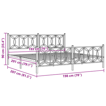 Bedframe met hoofd- en voeteneinde metaal zwart 193x203 cm