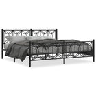 Bed frame with head and footboard metal black 193x203 cm
