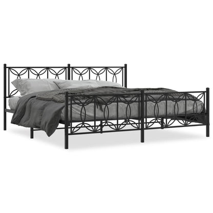 Bedframe met hoofd- en voeteneinde metaal zwart 193x203 cm