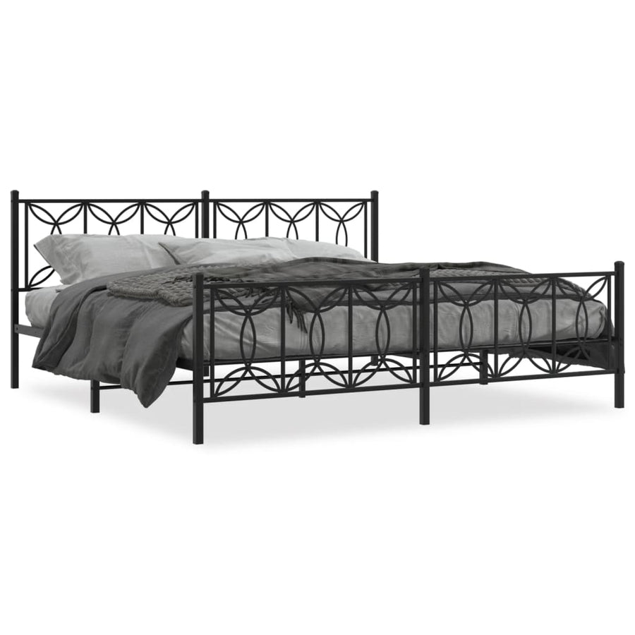 Bedframe met hoofd- en voeteneinde metaal zwart 193x203 cm