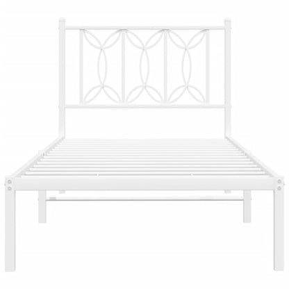 Bedframe met hoofdbord metaal wit 80x200 cm