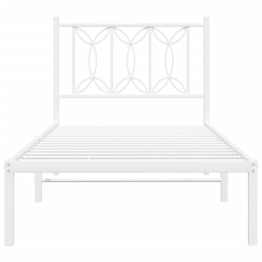 Bedframe met hoofdbord metaal wit 80x200 cm