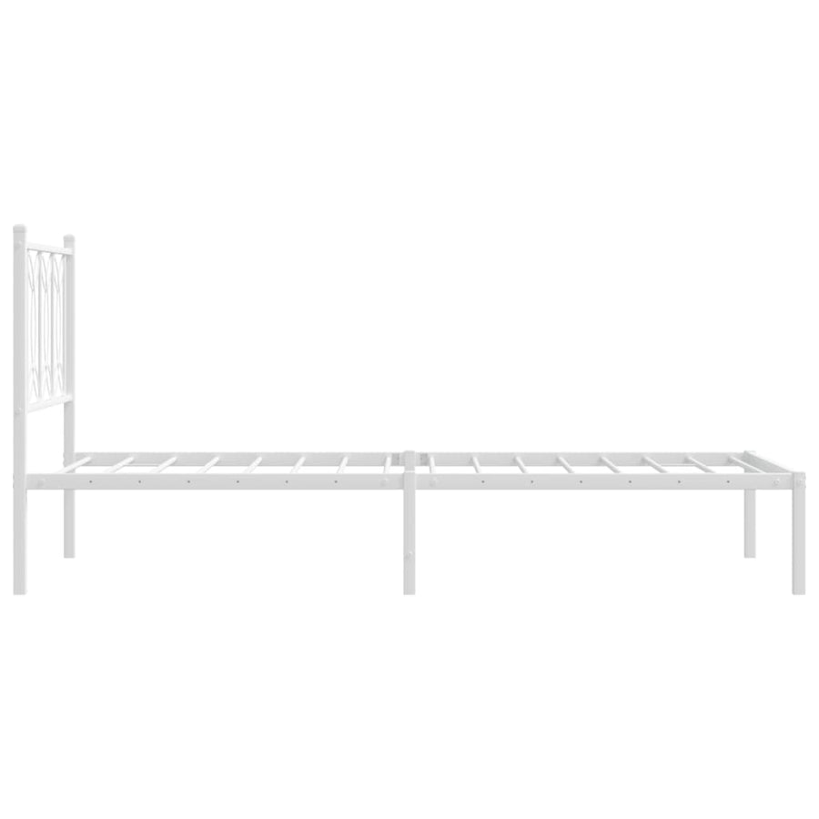 Bedframe met hoofdbord metaal wit 80x200 cm