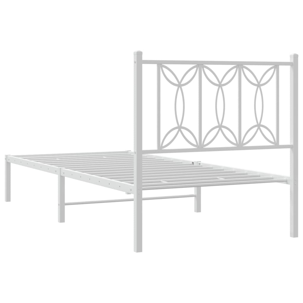 Bedframe met hoofdbord metaal wit 80x200 cm