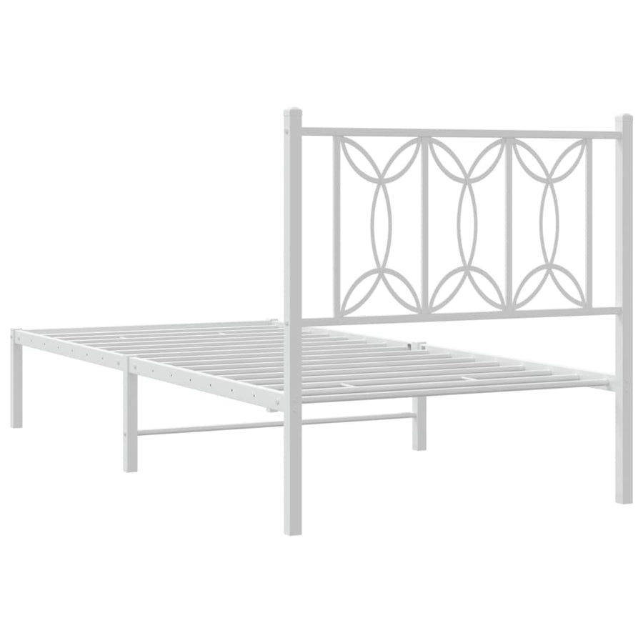 Bedframe met hoofdbord metaal wit 80x200 cm