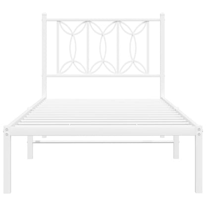 Bedframe met hoofdbord metaal wit 90x190 cm