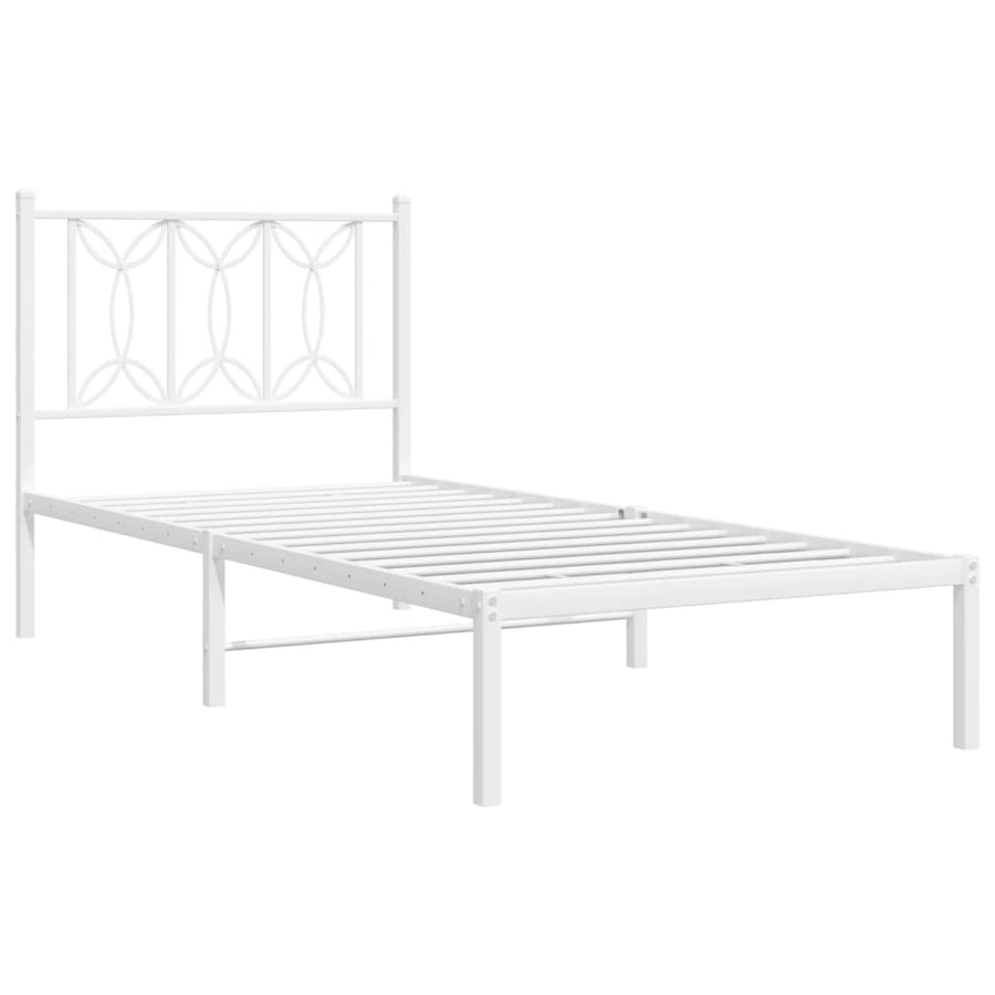 Bedframe Metaal 90 x 200 cm Wit met hoofdbord