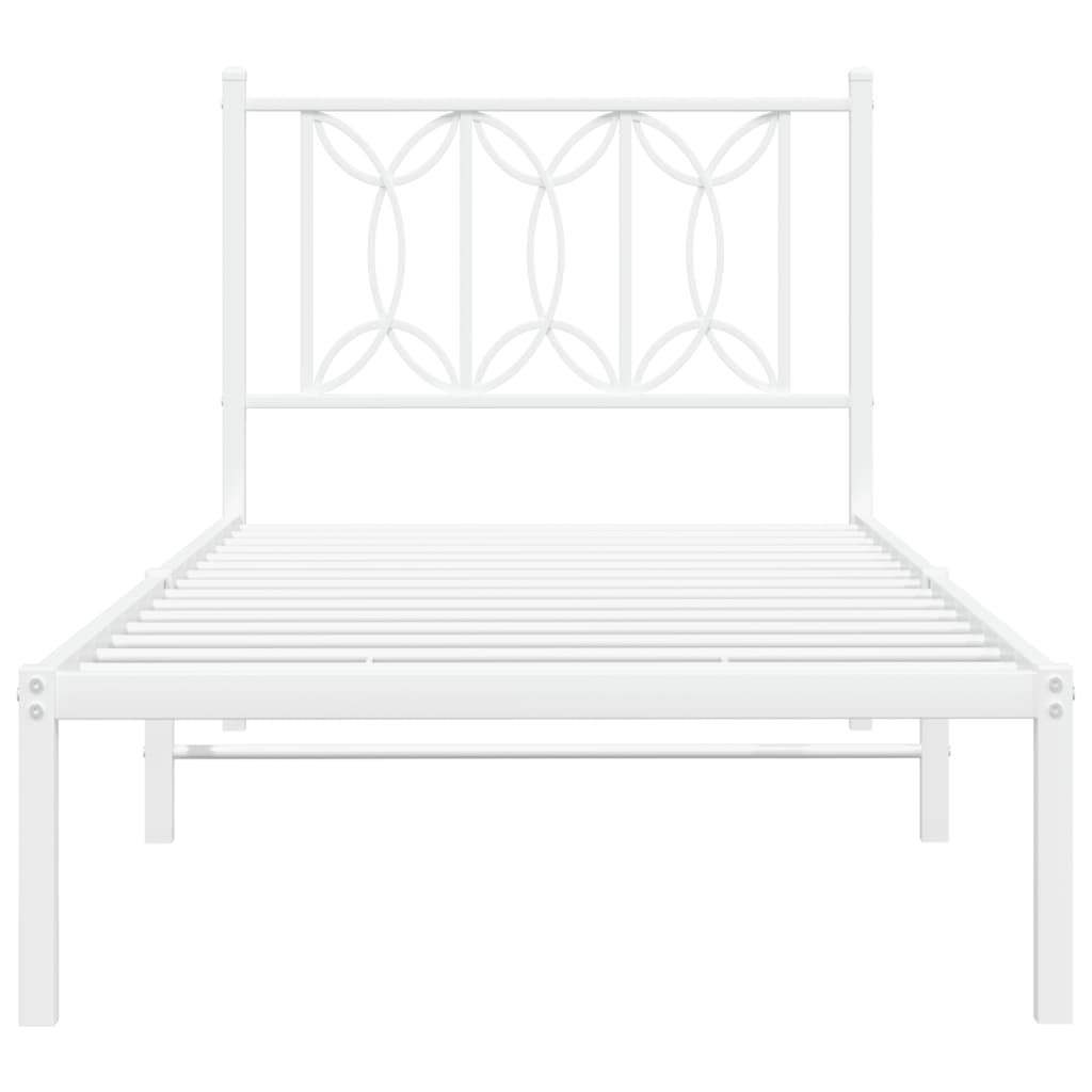 Bedframe Metaal 90 x 200 cm Wit met hoofdbord