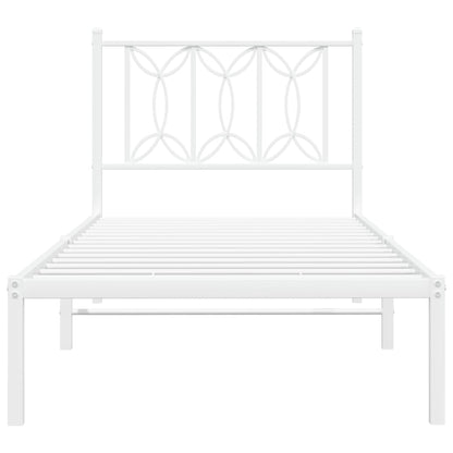 Bedframe Metaal 90 x 200 cm Wit met hoofdbord