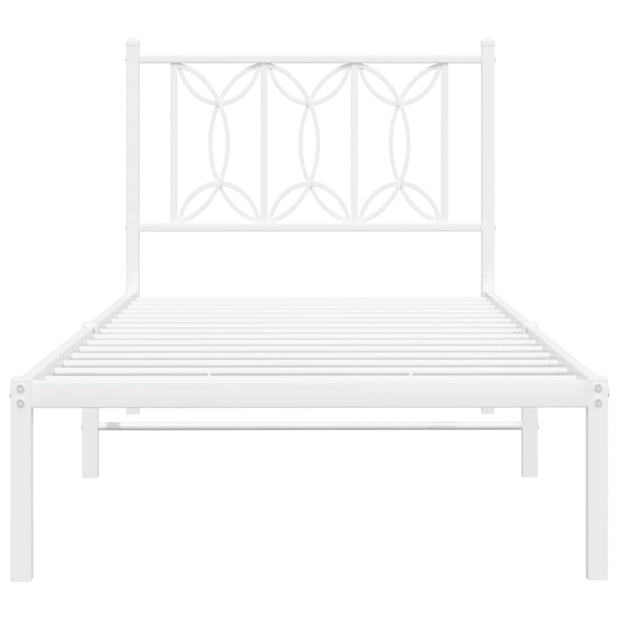 Bedframe Metaal 90 x 200 cm Wit met hoofdbord