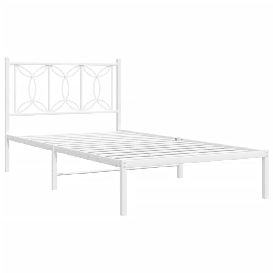 Bedframe met hoofdbord metaal wit 100x190 cm