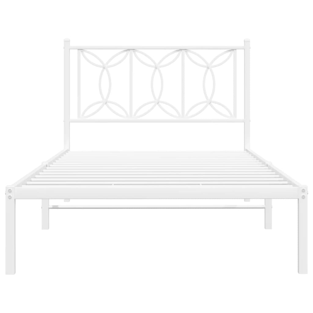 Bedframe met hoofdbord metaal wit 100x190 cm