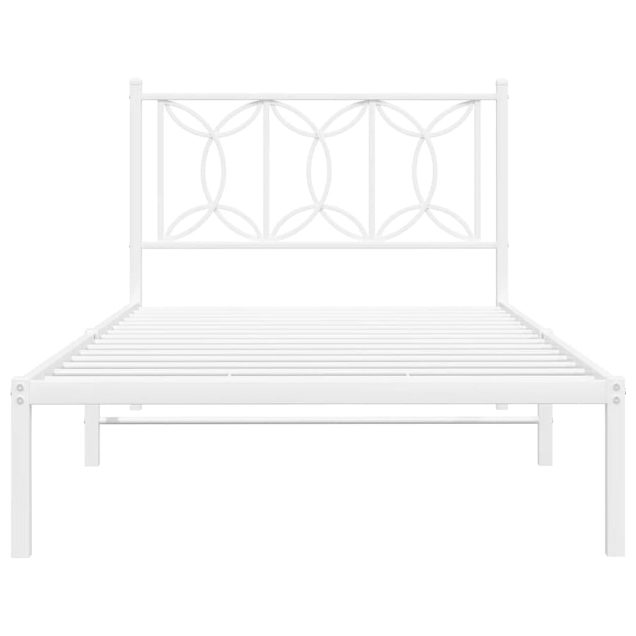 Bedframe met hoofdbord metaal wit 100x190 cm