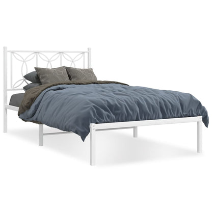 Bedframe Metaal 100 x 200 cm Wit met hoofdbord