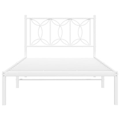 Bedframe Metaal 100 x 200 cm Wit met hoofdbord