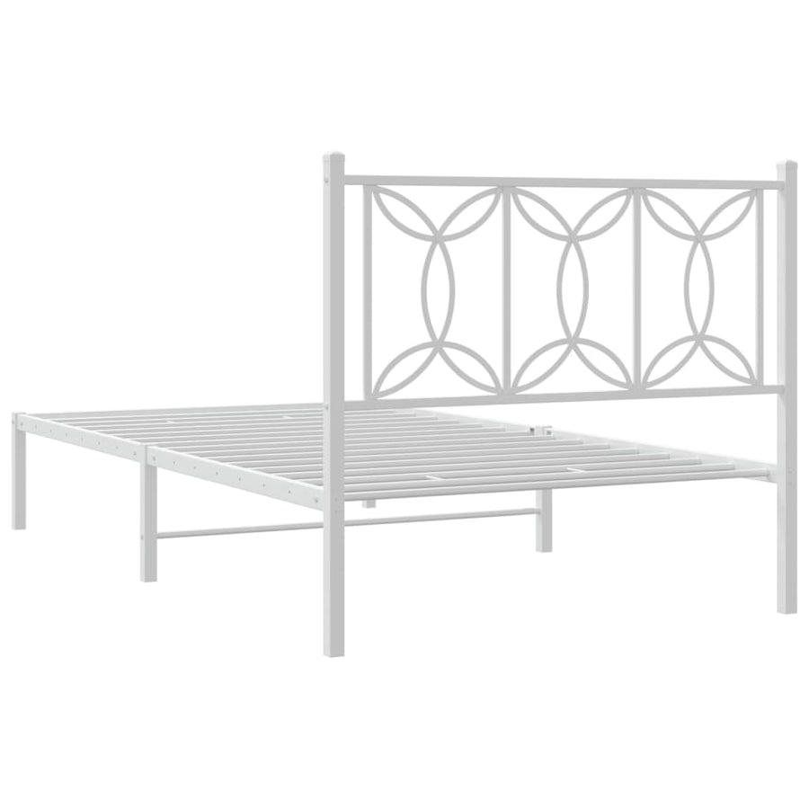 Bedframe Metaal 100 x 200 cm Wit met hoofdbord