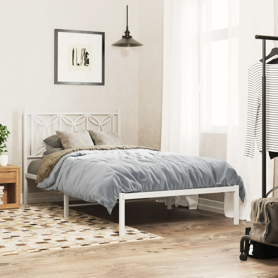 Bedframe Metaal 100 x 200 cm Wit met hoofdbord