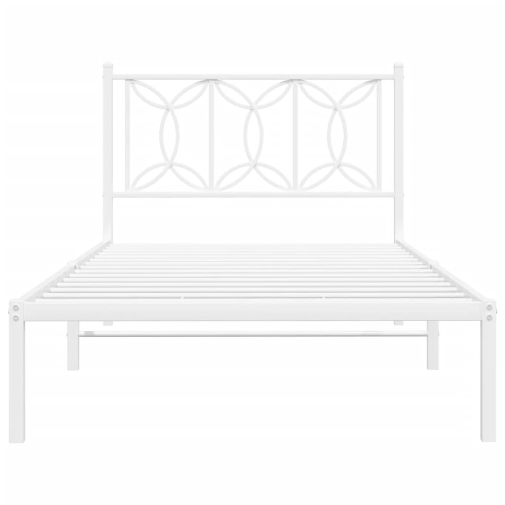 Bedframe met hoofdbord metaal wit 107x203 cm