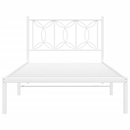 Bedframe met hoofdbord metaal wit 107x203 cm