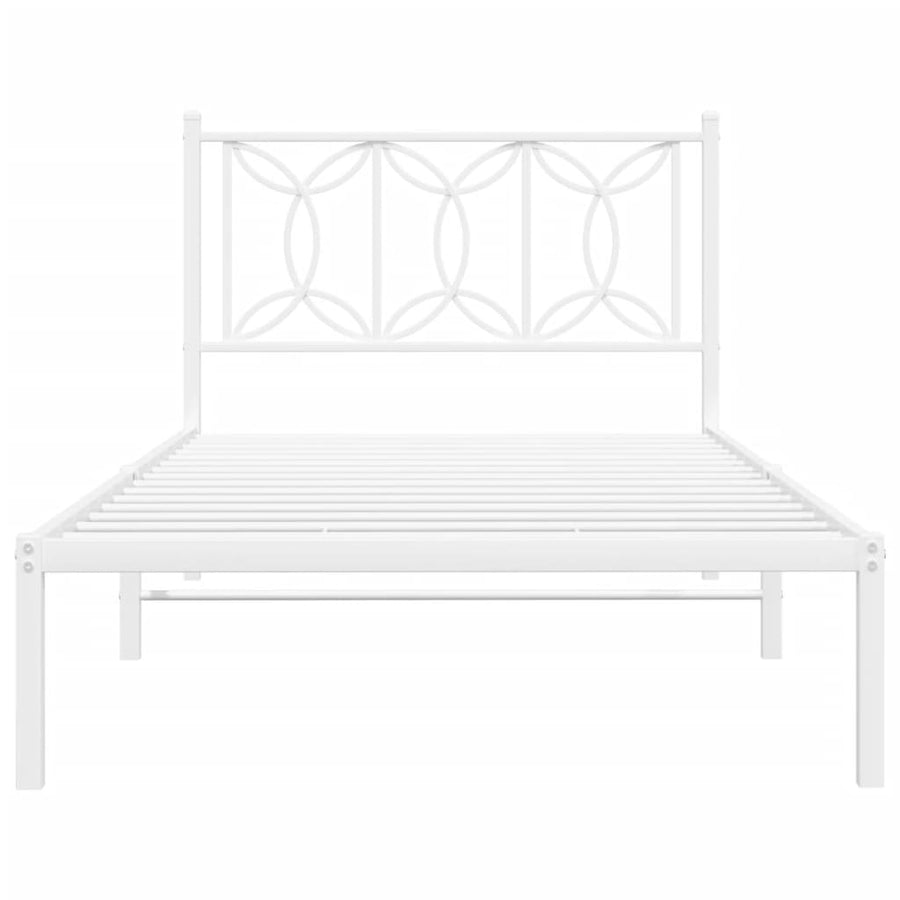 Bedframe met hoofdbord metaal wit 107x203 cm