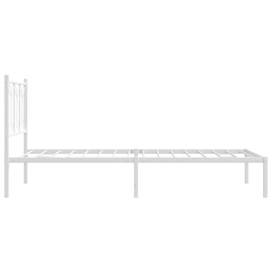 Bedframe met hoofdbord metaal wit 107x203 cm