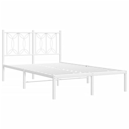 Bedframe met hoofdbord metaal wit 120x190 cm
