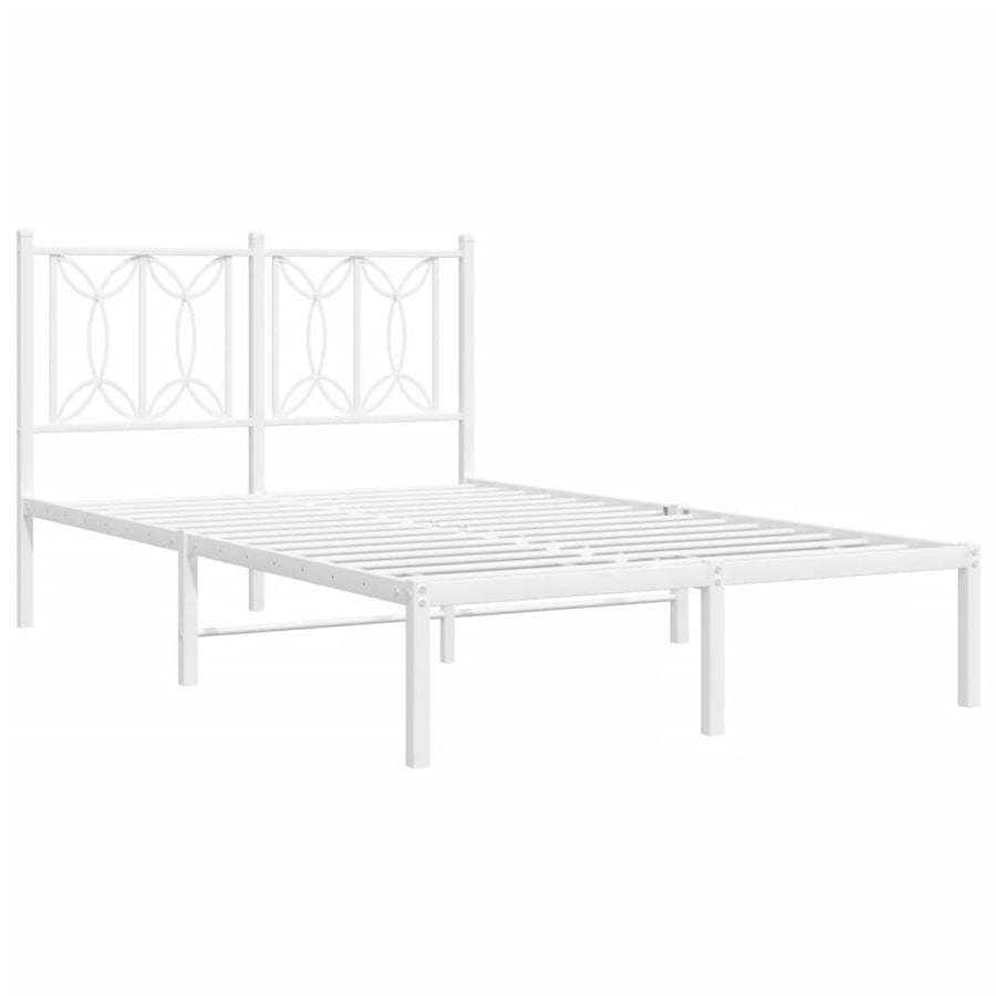 Bedframe met hoofdbord metaal wit 120x190 cm