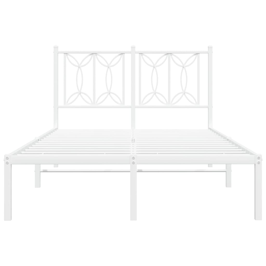 Bedframe met hoofdbord metaal wit 120x190 cm