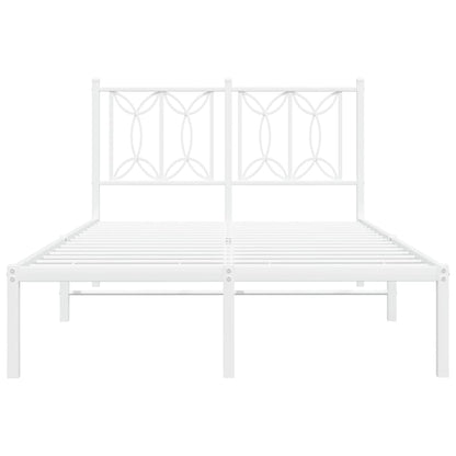 Bedframe met hoofdbord metaal wit 120x190 cm