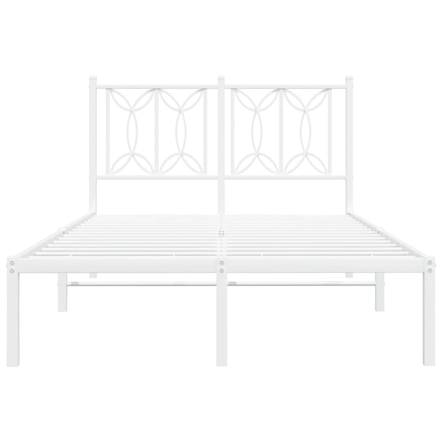 Bedframe met hoofdbord metaal wit 120x190 cm
