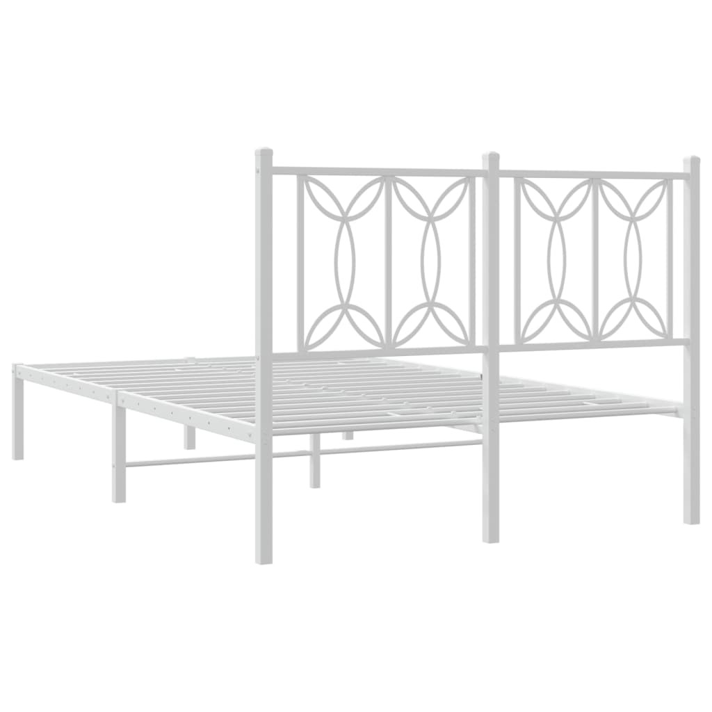 Bedframe met hoofdbord metaal wit 120x190 cm