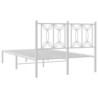 Bedframe met hoofdbord metaal wit 120x190 cm