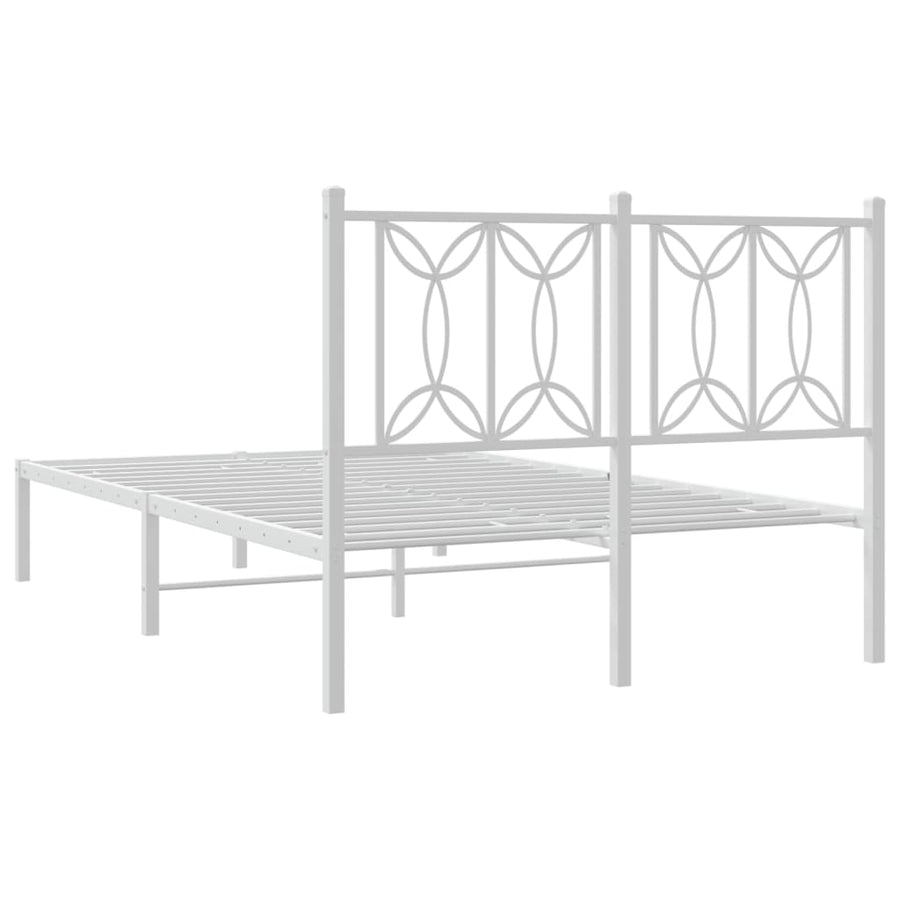 Bedframe met hoofdbord metaal wit 120x190 cm